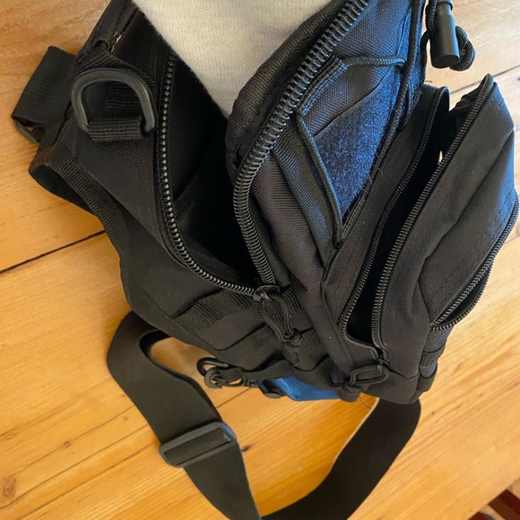 Single Strap Small Backpack Type Bag with Multiple Pockets and Zippers - Picture 8 of 15